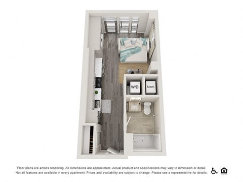 Floor plan for studio, 1 bath, 435 sqft